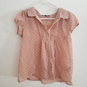 Papaya Polka Dot Peter Pan Collar Top